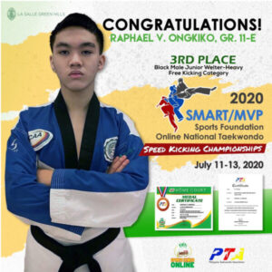 Ongkiko Scores Bronze In Online National Taekwondo Speed Kicking Championships  