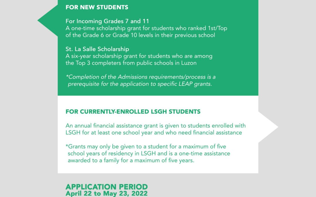 LSGH announces updated scholarship grants for SY 2022-2023