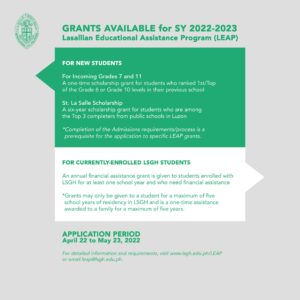 LSGH announces updated scholarship grants for SY 2022-2023