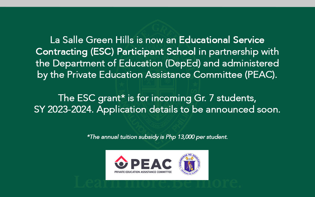 La Salle Green Hills granted ESC 
