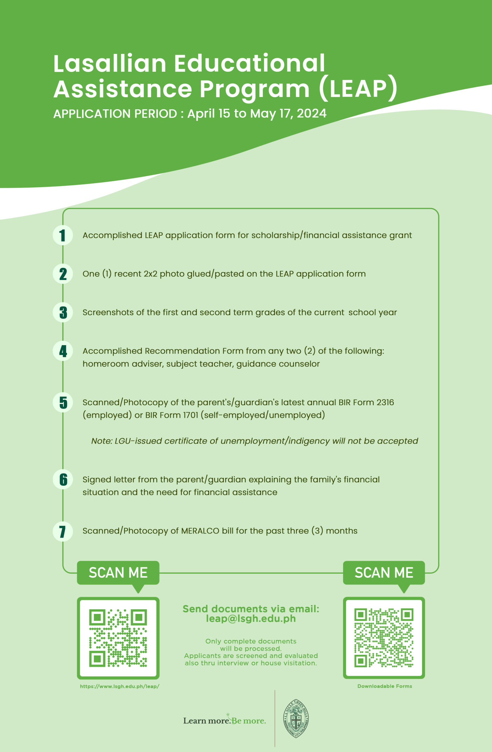 Applications for 2024-2025 scholarships open soon! - La Salle Green Hills