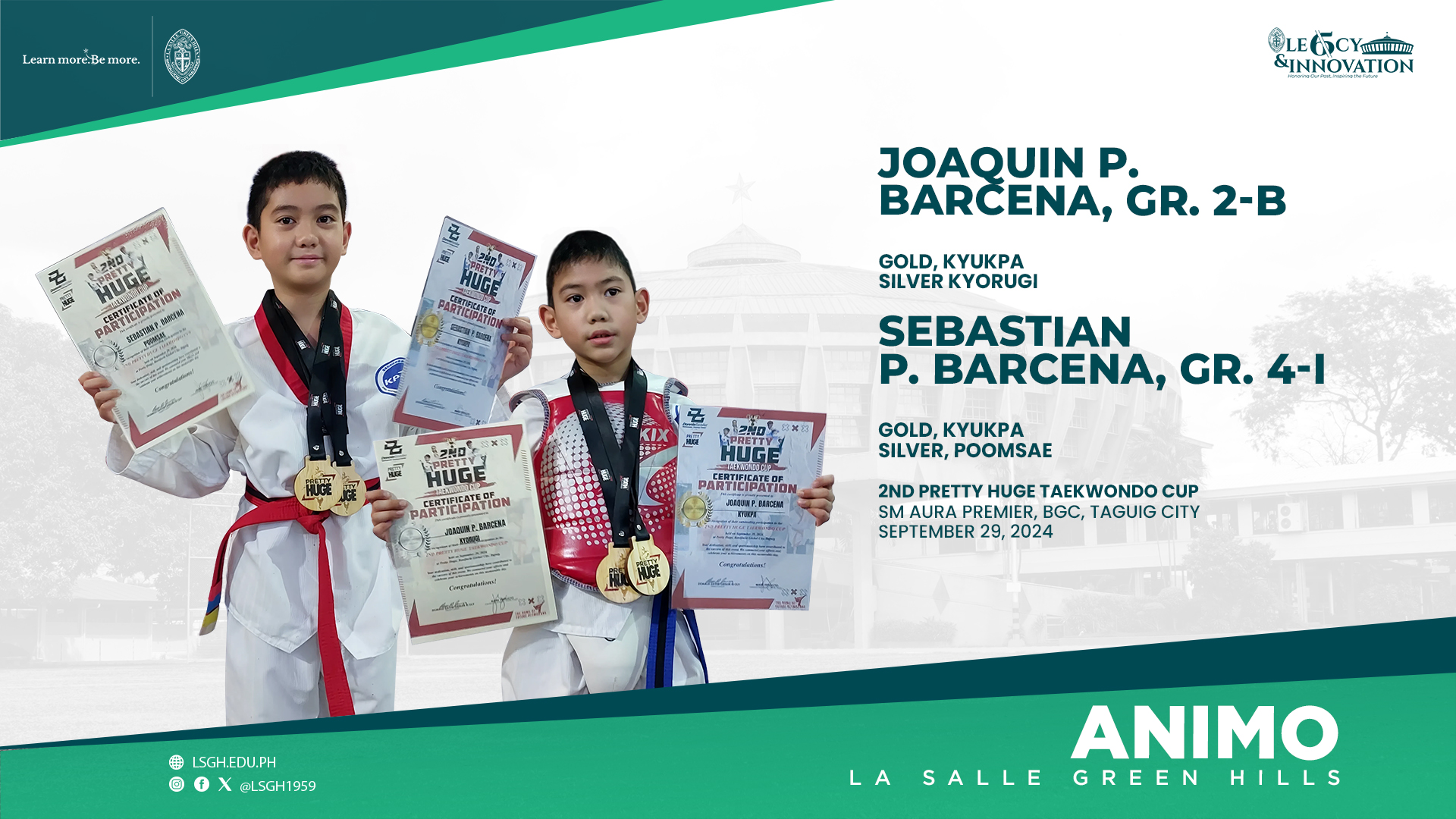 Barcena brothers bag double victories in the 2nd Pretty Huge Taekwondo National Cup