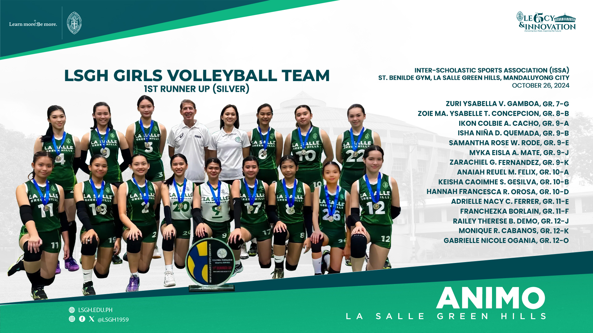 LSGH Volleyball Varsity Teams bag two silver medals in the ISSA tournament