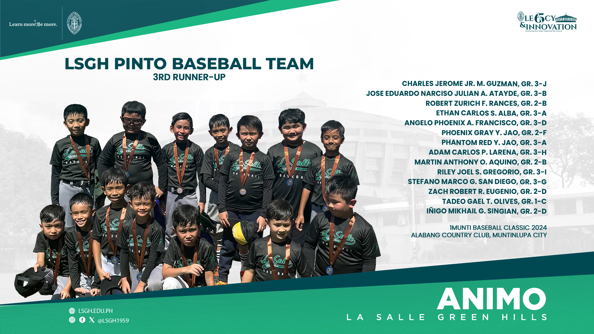 Pinto Baseball Team finishes 3rd runner-up in 1Munti tournament