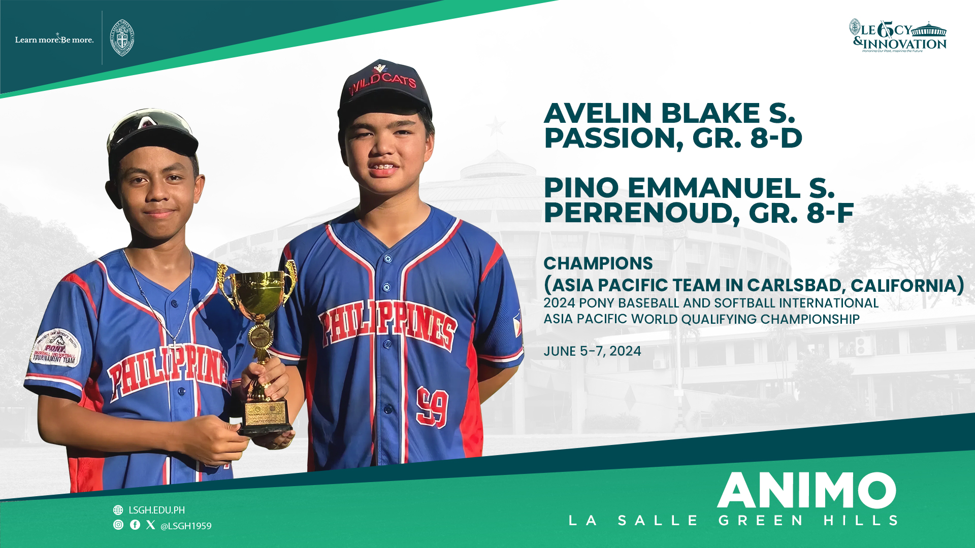 Pasion, Perrenoud represent PH in the 2024 Pony Baseball and Softball championship