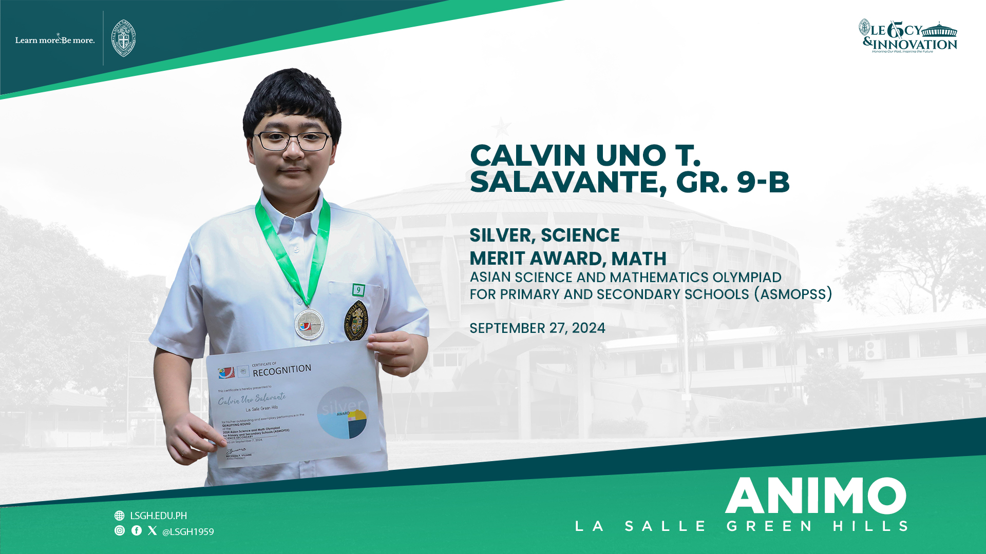 Salavante bags silver, merit award in ASMOPSS 2024