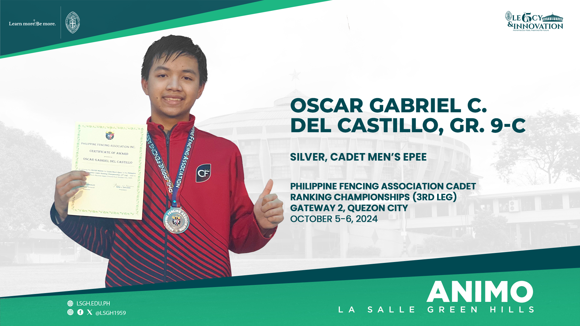 Del Castillo earns silver in cadet men’s epee
