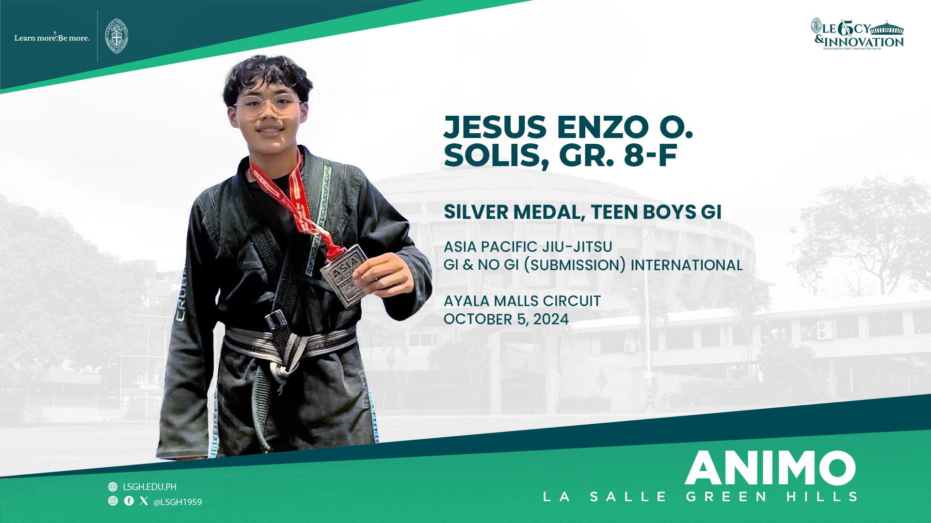 Solis clinches silver in the Asia Pacific Jiu-JItsu International Tournament