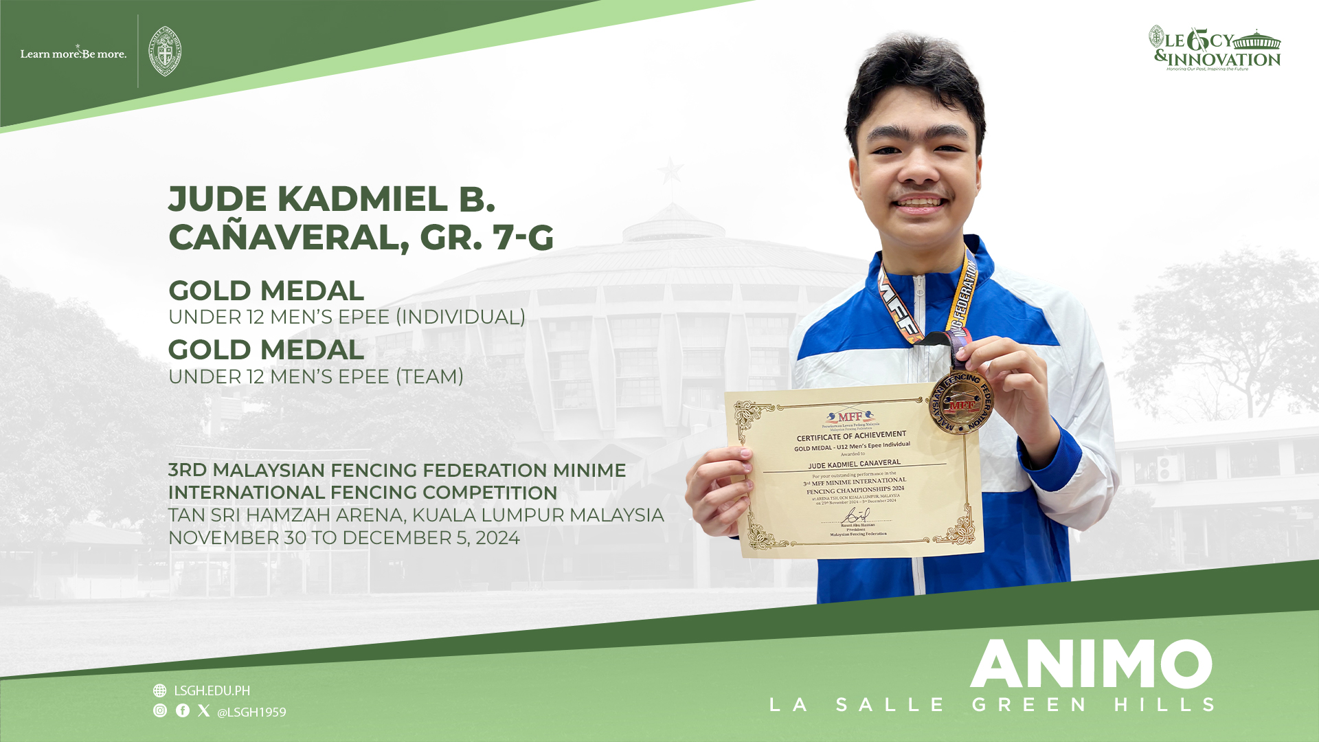 Cañaveral shines in the 3rd Malaysian Fencing Federation Minime International Fencing Championships