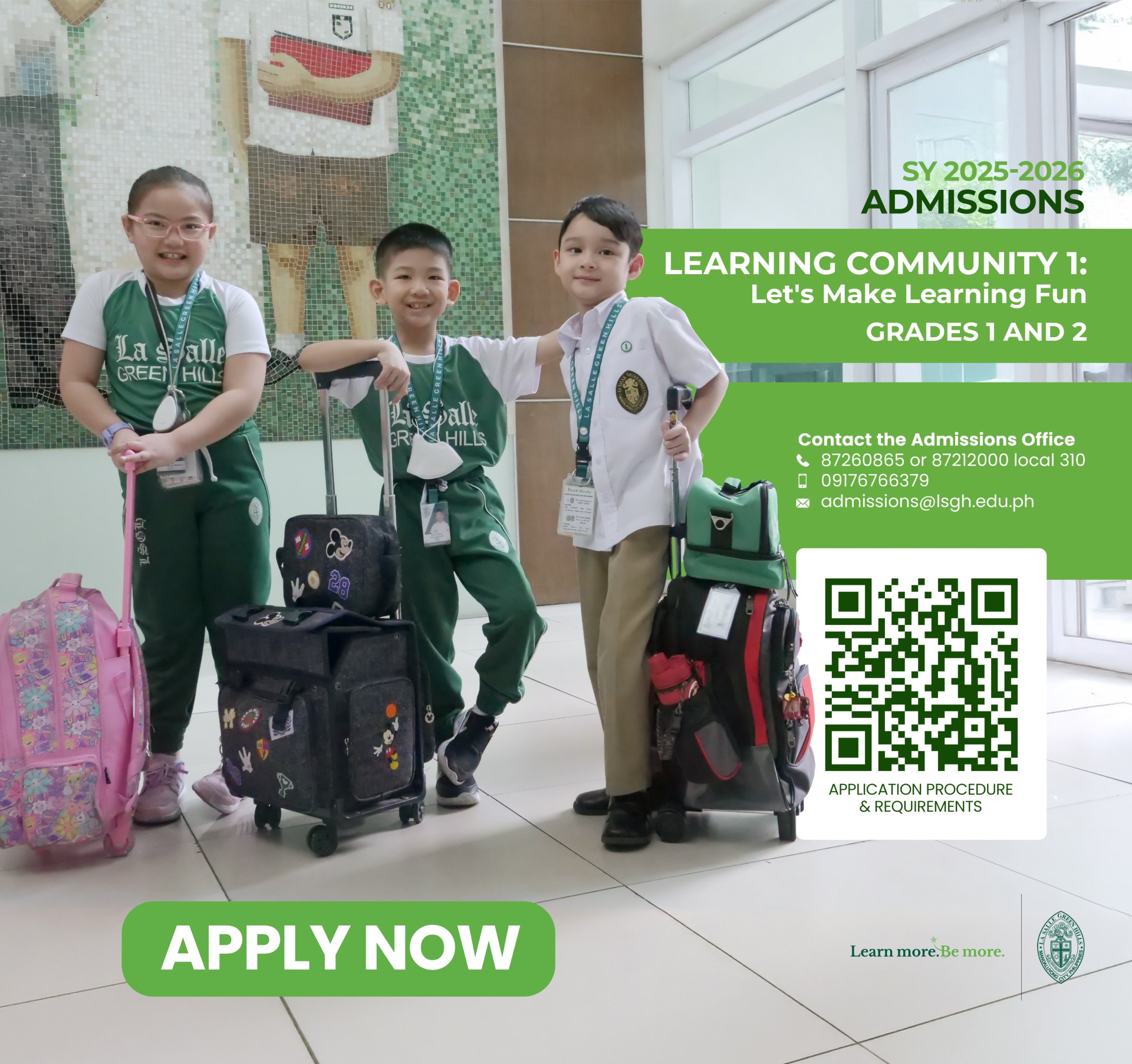 Admissions for Grades 1 and 2 ongoing!