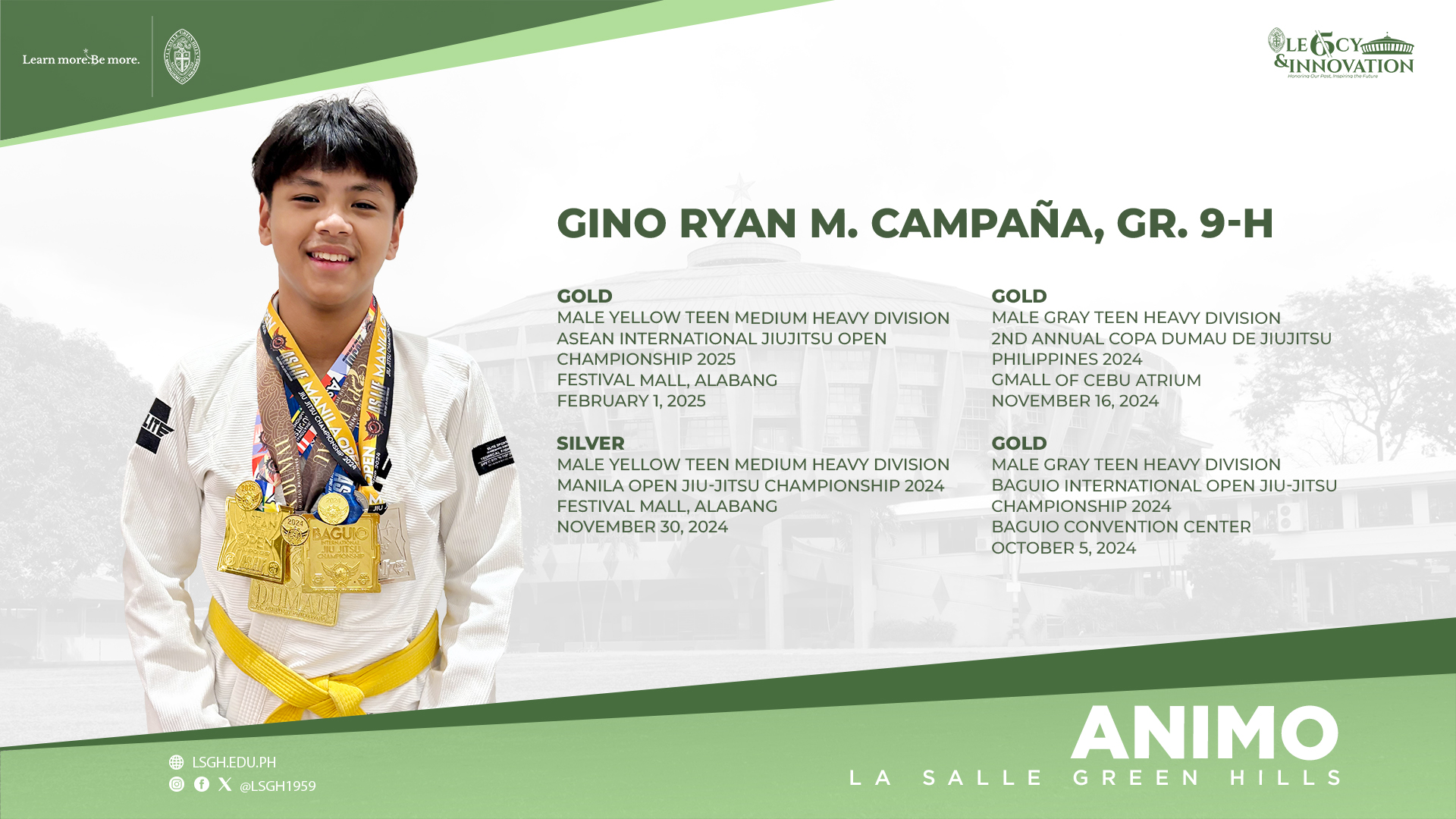 Campaña bags three gold, one silver in several jiu-jitsu tournaments