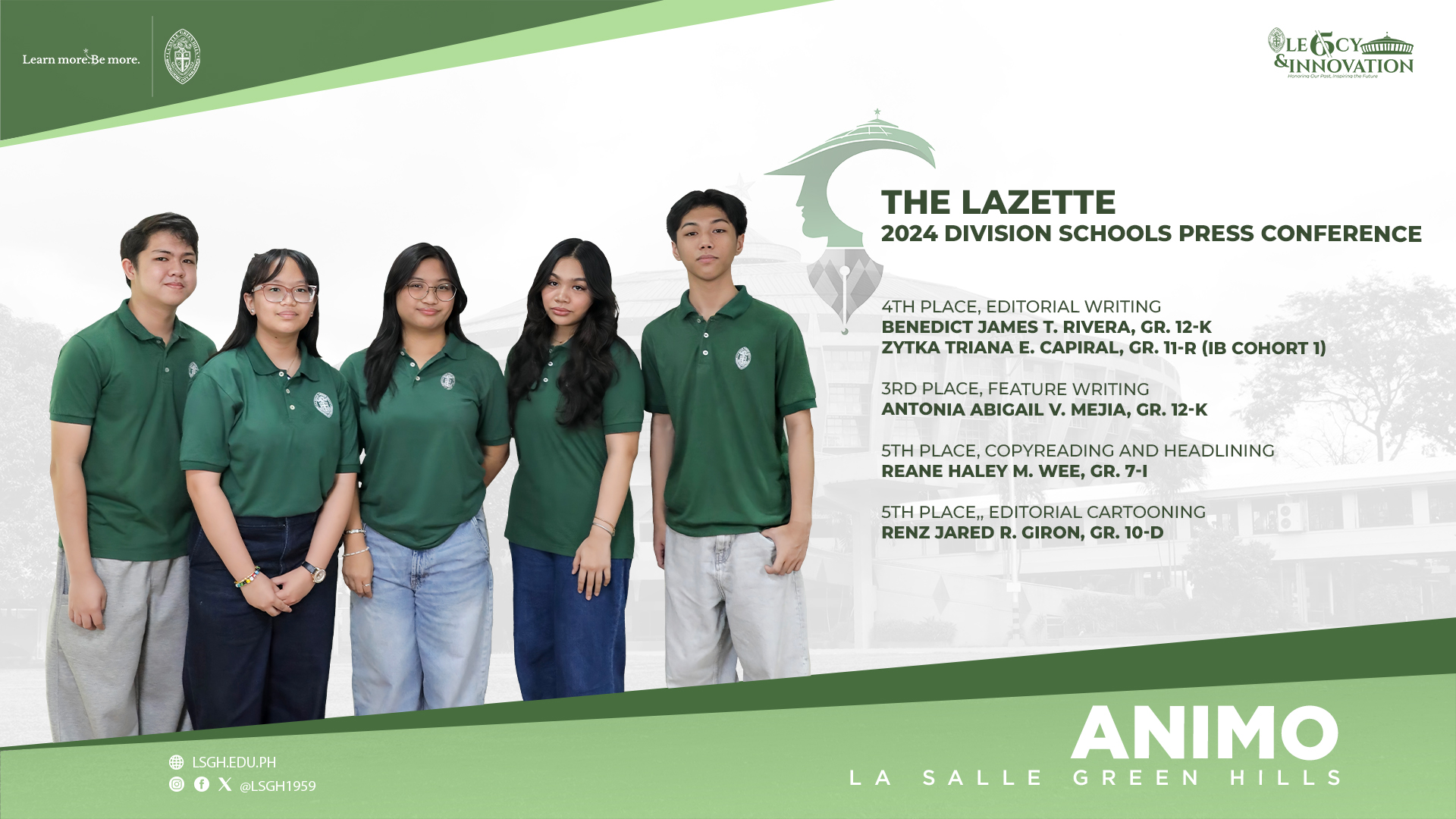 LSGH students demonstrated exceptional talent in the 2024 Division Schools Press Conference