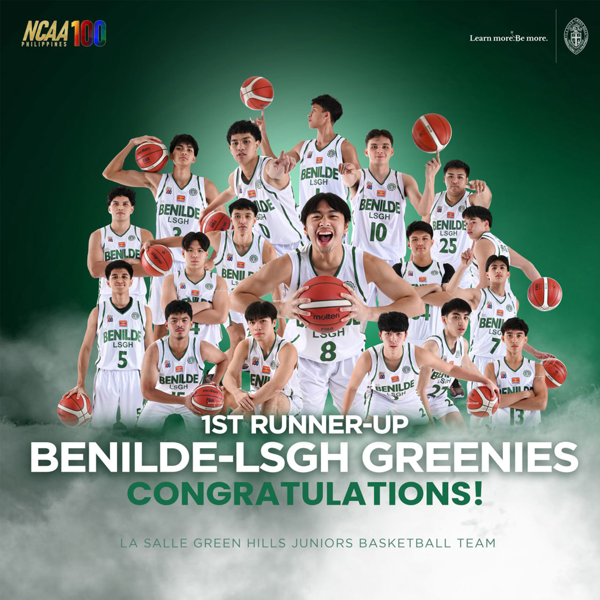 Benilde-LSGH Greenies crowned first runner-up in the NCAA 100 Juniors Basketball Tournament!