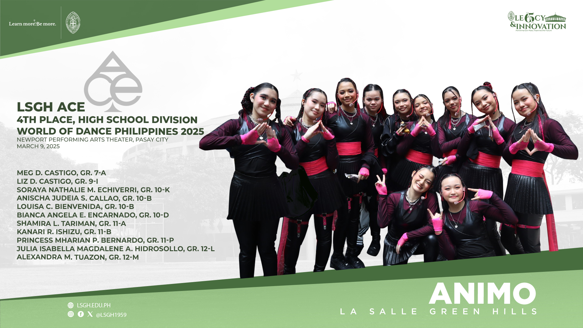 LSGH ACE bags 4th Place in World Dance Philippines 2025
