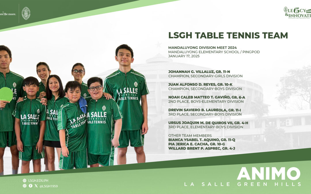 LSGH Table Tennis Team excelled in Mandaluyong Division Meet 2025