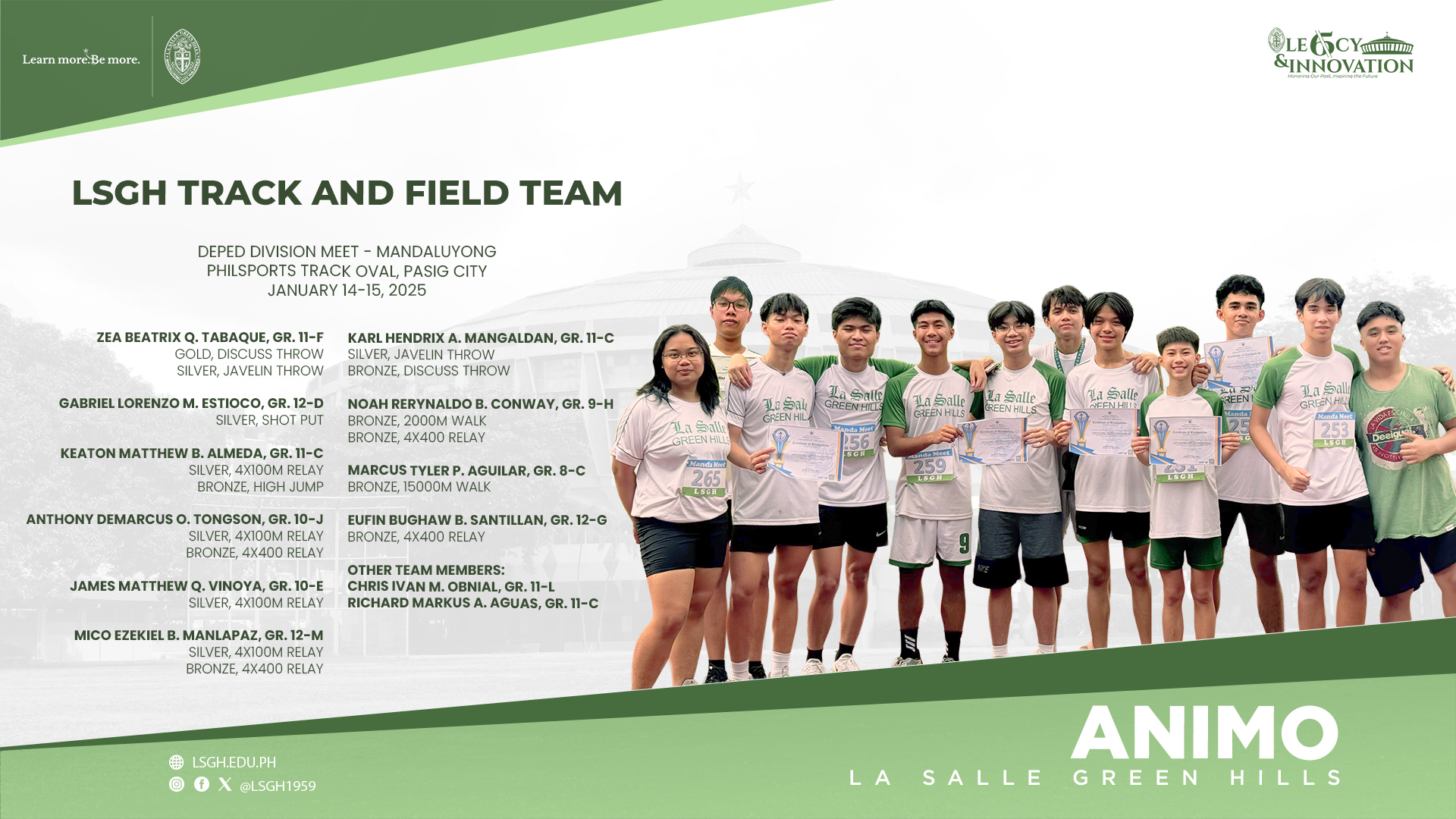 LSGH Track and Field Team shines in the DepEd Division Meet – Mandaluyong