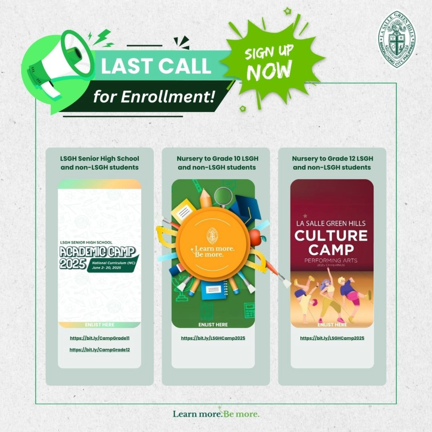 Last call for enrollment!