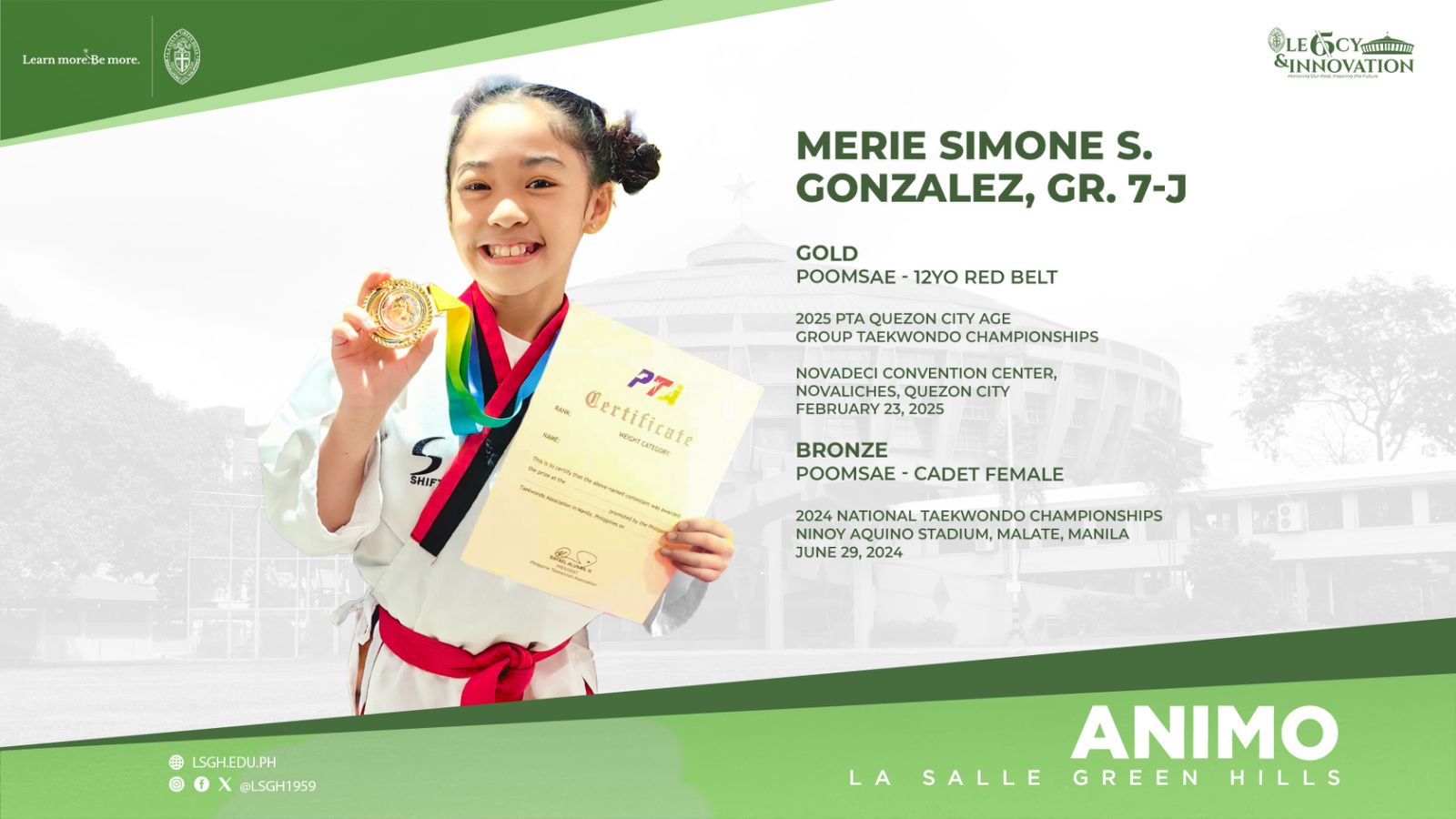 Gonzales wins gold, bronze in taekwondo championships