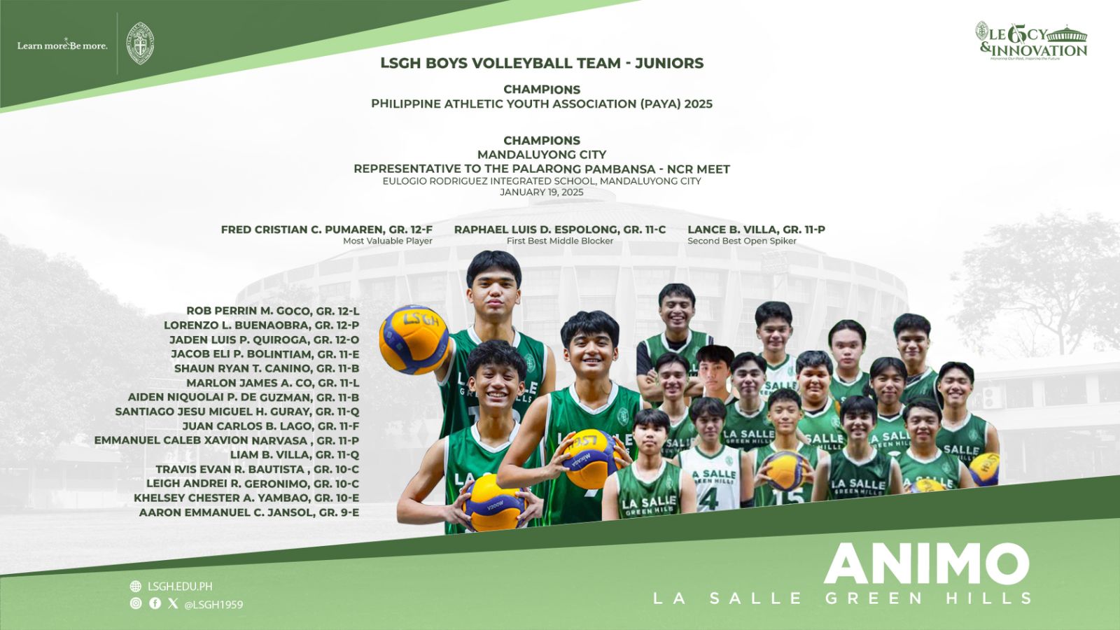 LSGH Juniors Volleyball Team clinches two major championships