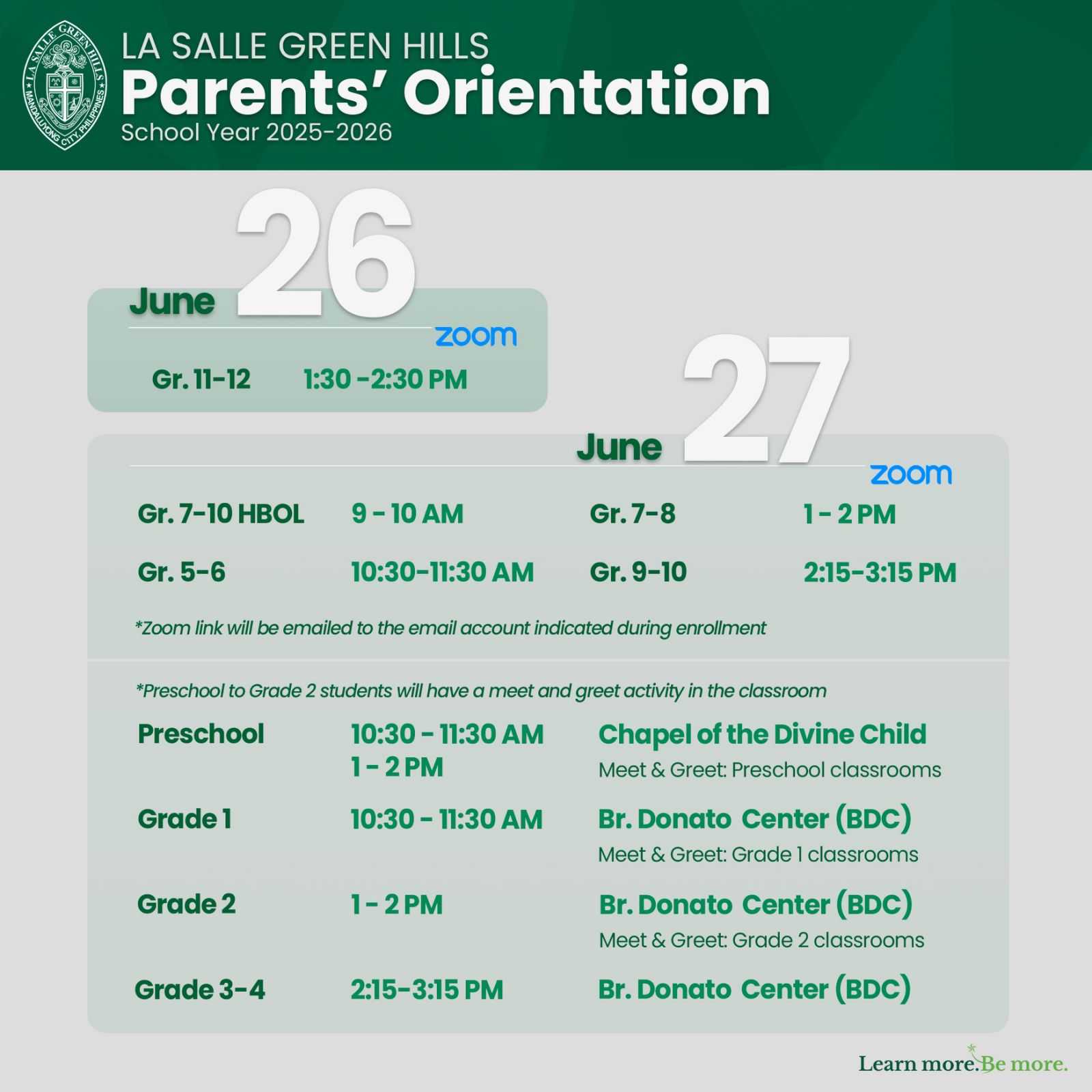 Join our Parents’ Orientation