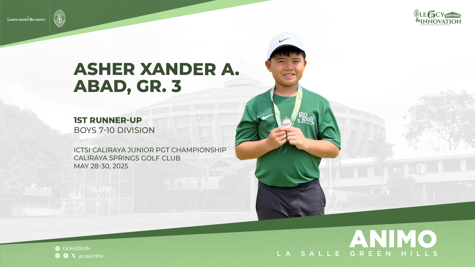 Abad finishes first runner-up in the ICTSI Caliraya Junior PGT Championship
