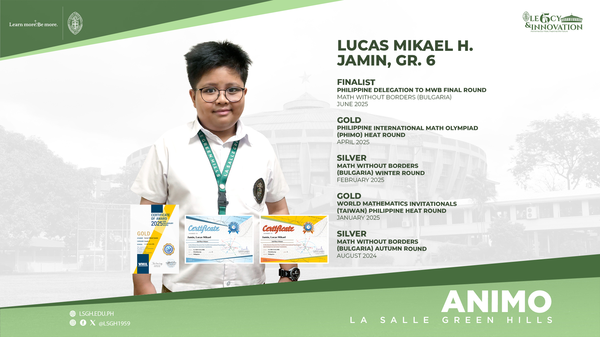 Jamin shines in international math competitions