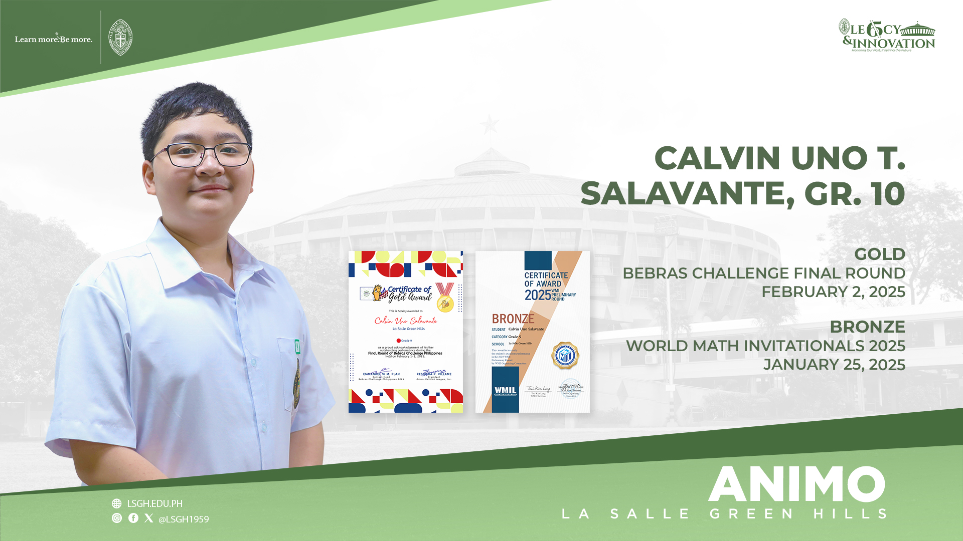 Salavante bags gold, bronze in international math competitions