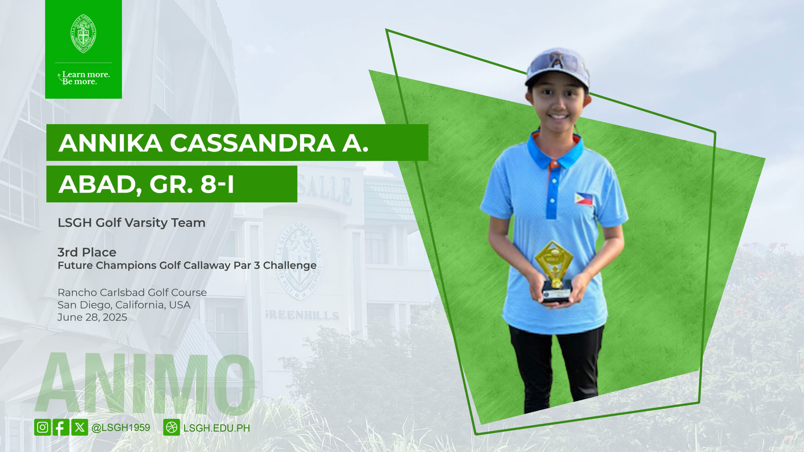 Abad finishes 3rd place at the Future Champions Golf Callaway Par 3 Challenge