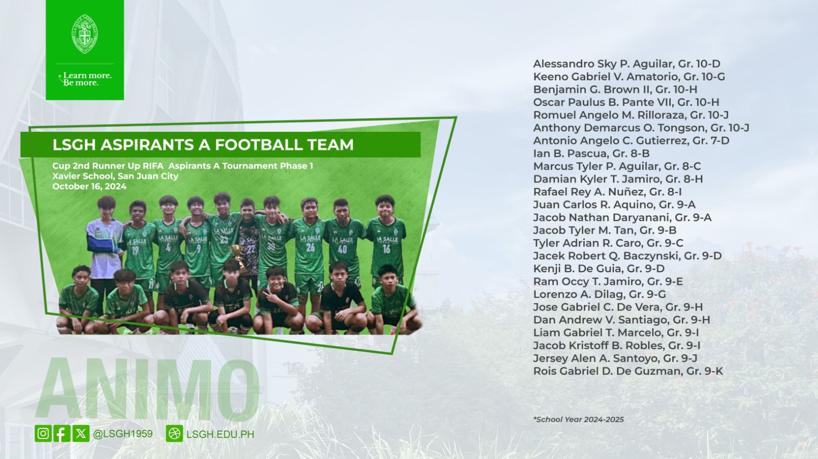 LSGH Aspirants A Football Team claims RIFA Cup 2nd Runner-Up title