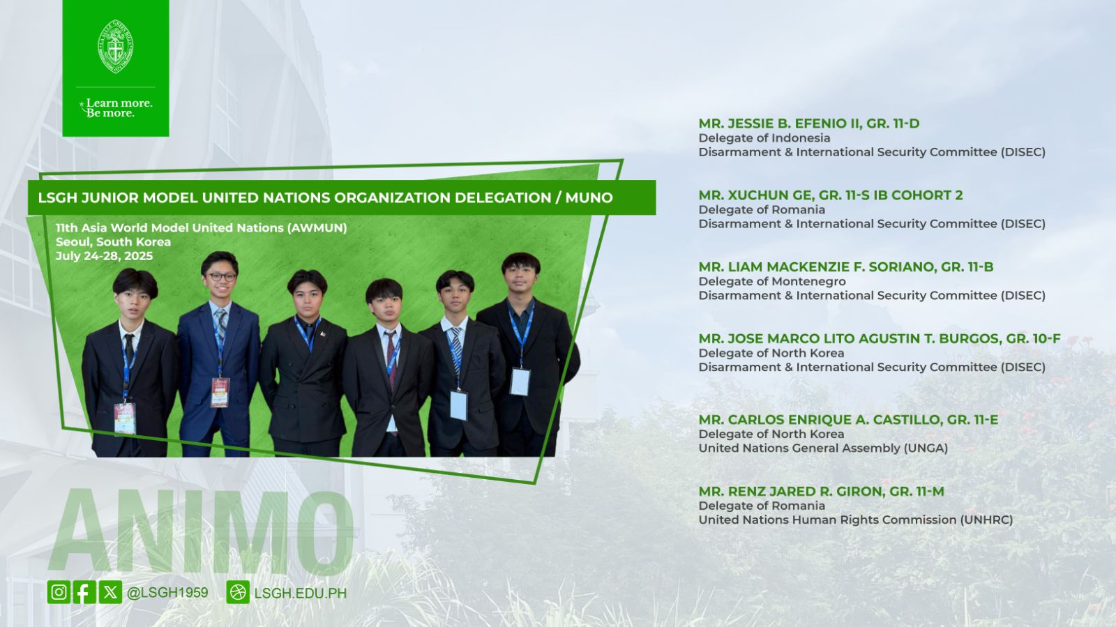 LSGH MUNO participates in the 11th Asia World Model United Nations