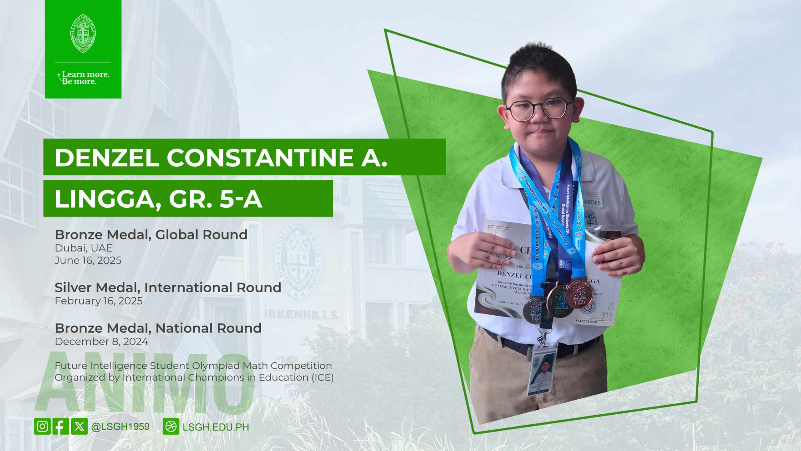 Lingga bags bronze in the Future Intelligence Student Olympiad (FISO) Math Competition