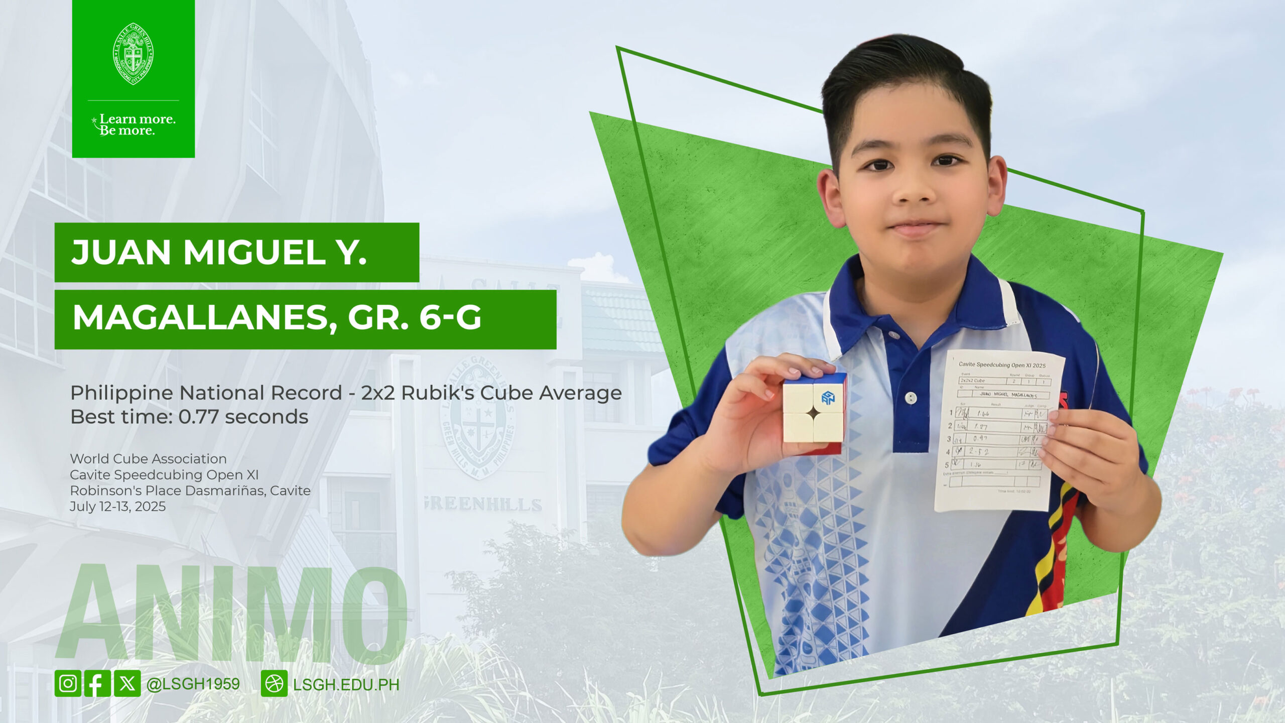 Magallanes sets new Philippine National Record for the 2×2 Rubik’s cube