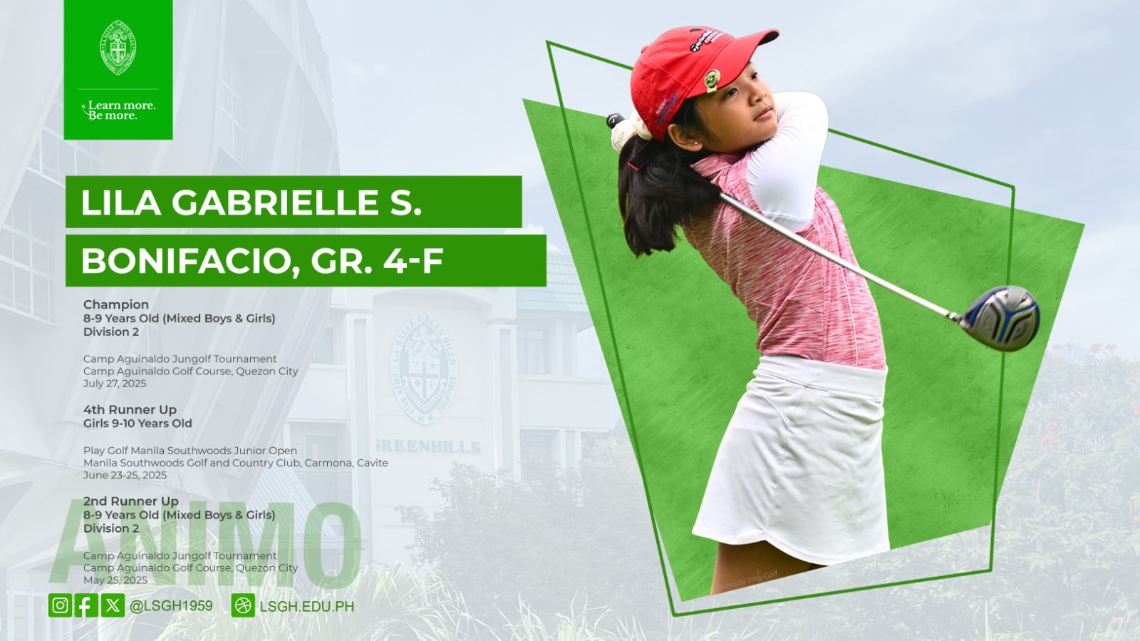 Bonifacio scored wins in several golf tournaments