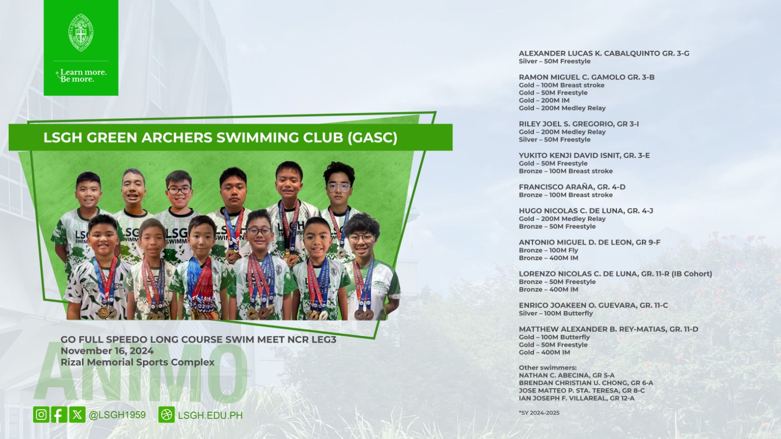 Green Archers Swimming Club bags 10 golds, 3 silvers, and 7 bronze medals