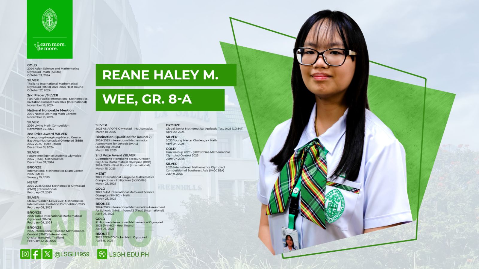 LSGH eight grader bags twenty-four medals in math competitions