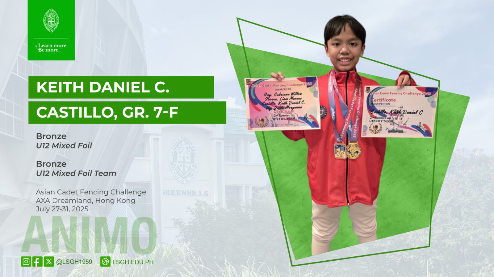 Castillo captured two bronze at Hong Kong’s fencing championship