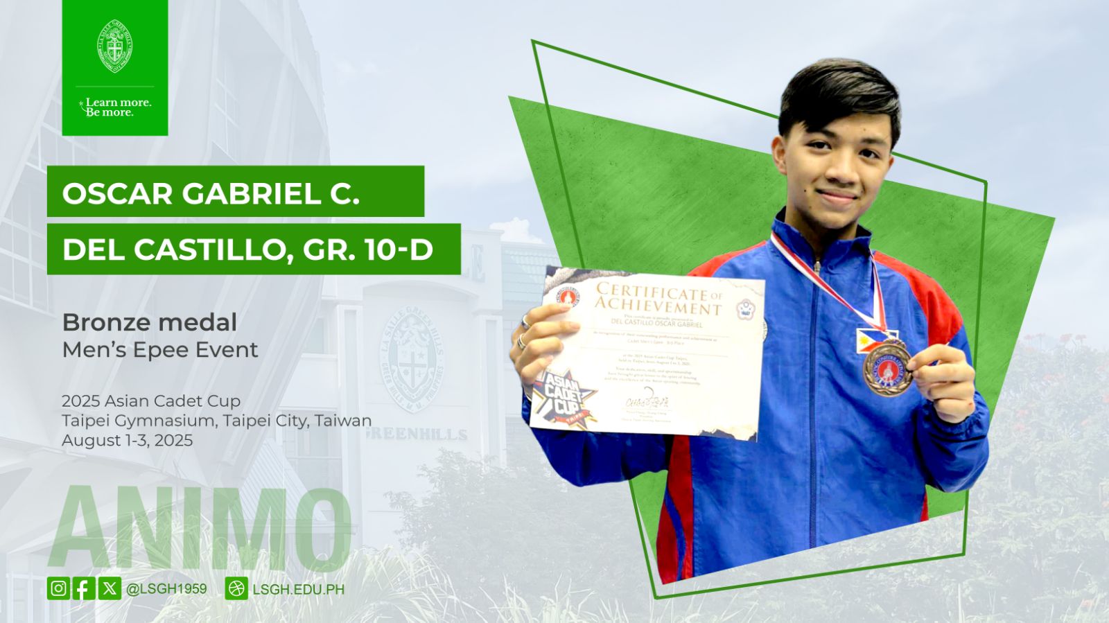 Del Castillo bagged bronze in the 2025 Asian Cadet Cup