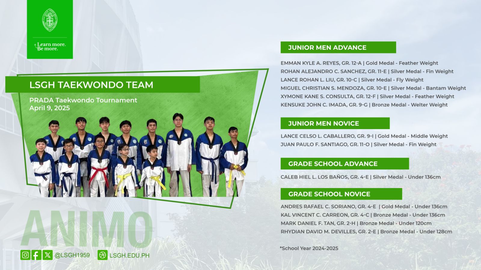 LSGH Taekwondo Team shines in the PRADA Taekwondo Championships