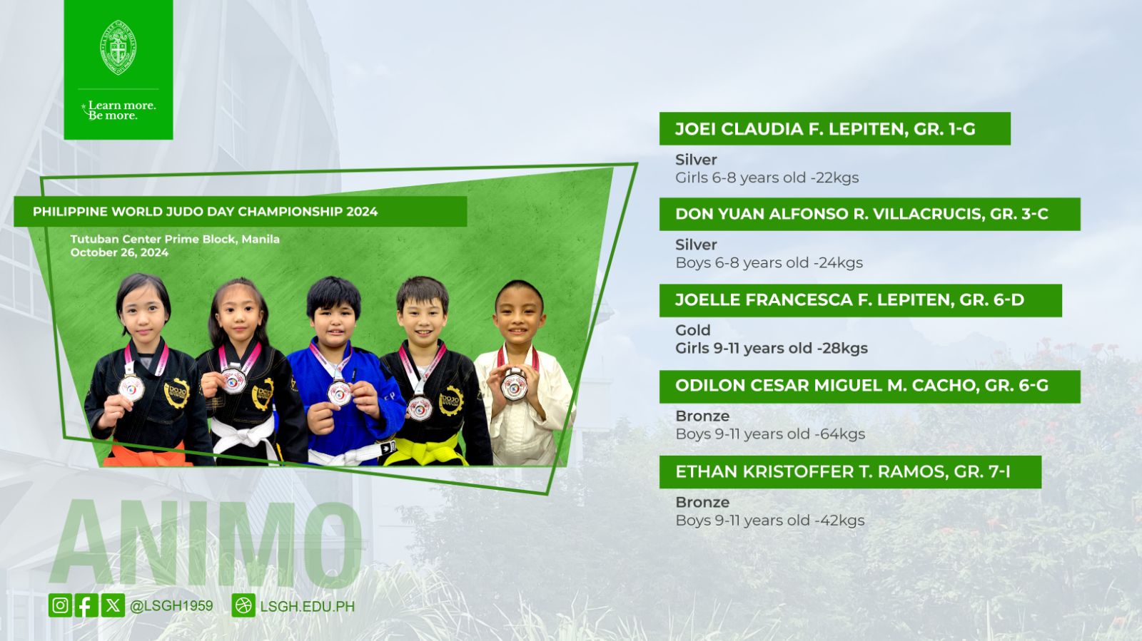 LSGH athletes achieve impressive results in Judo championship