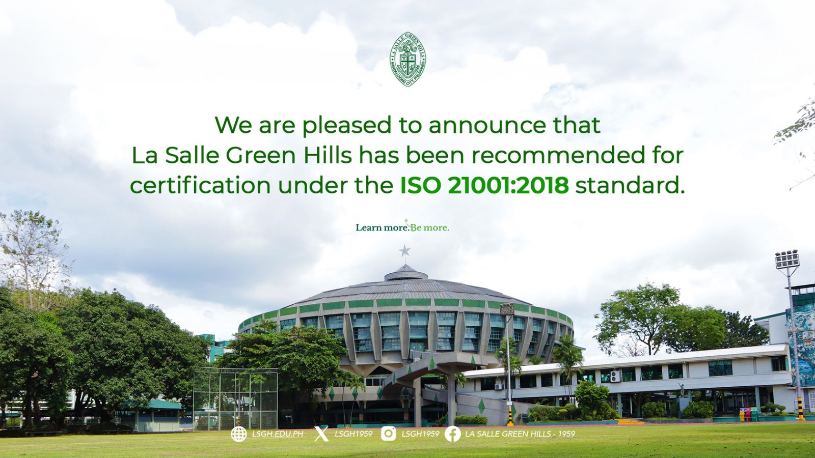 LSGH is now recommended for ISO 21001:2018 Certification