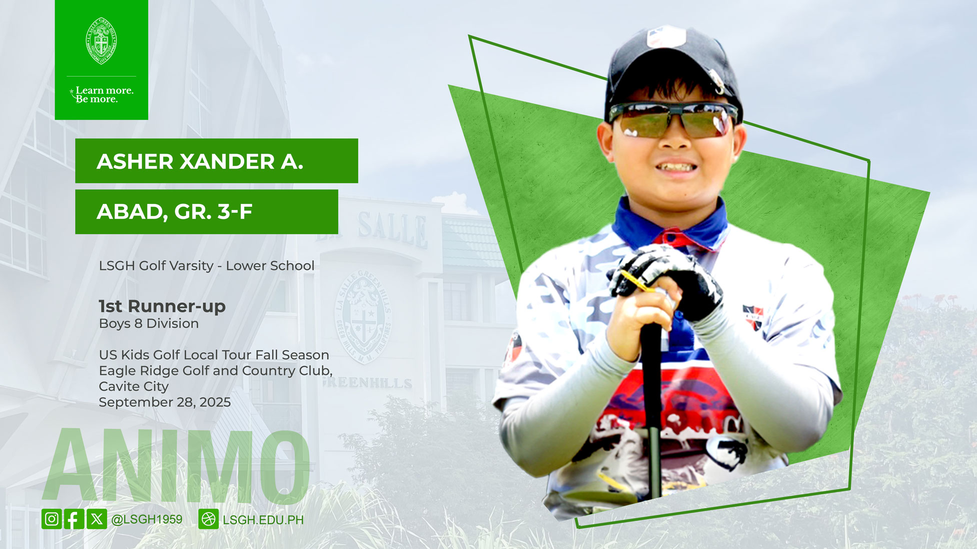 Abad finishes 1st Runner-Up at U.S. Kids Golf Local Tour