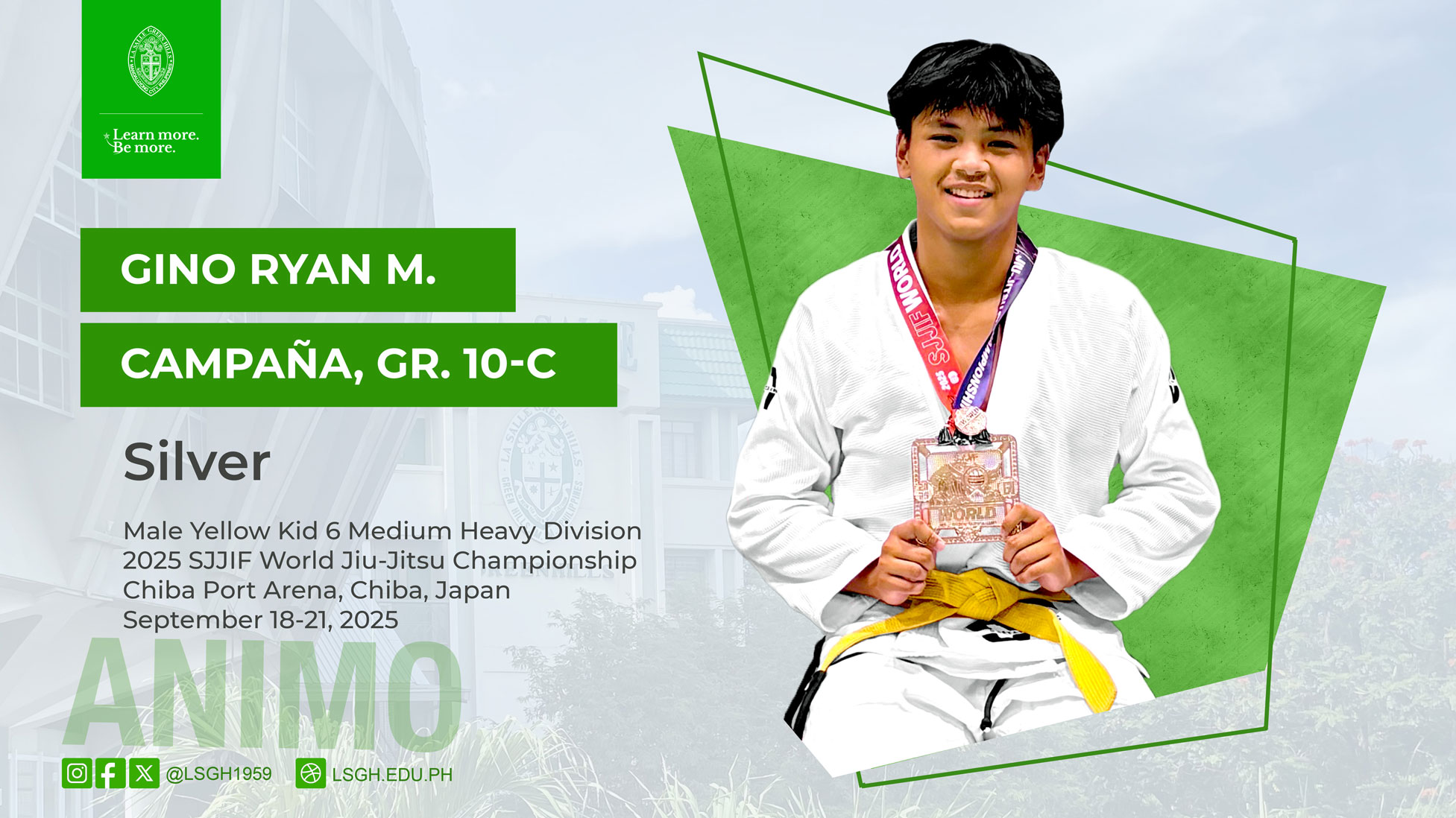 Campaña wins silver at 2024 SJJIF World Jiu-Jitsu Championship