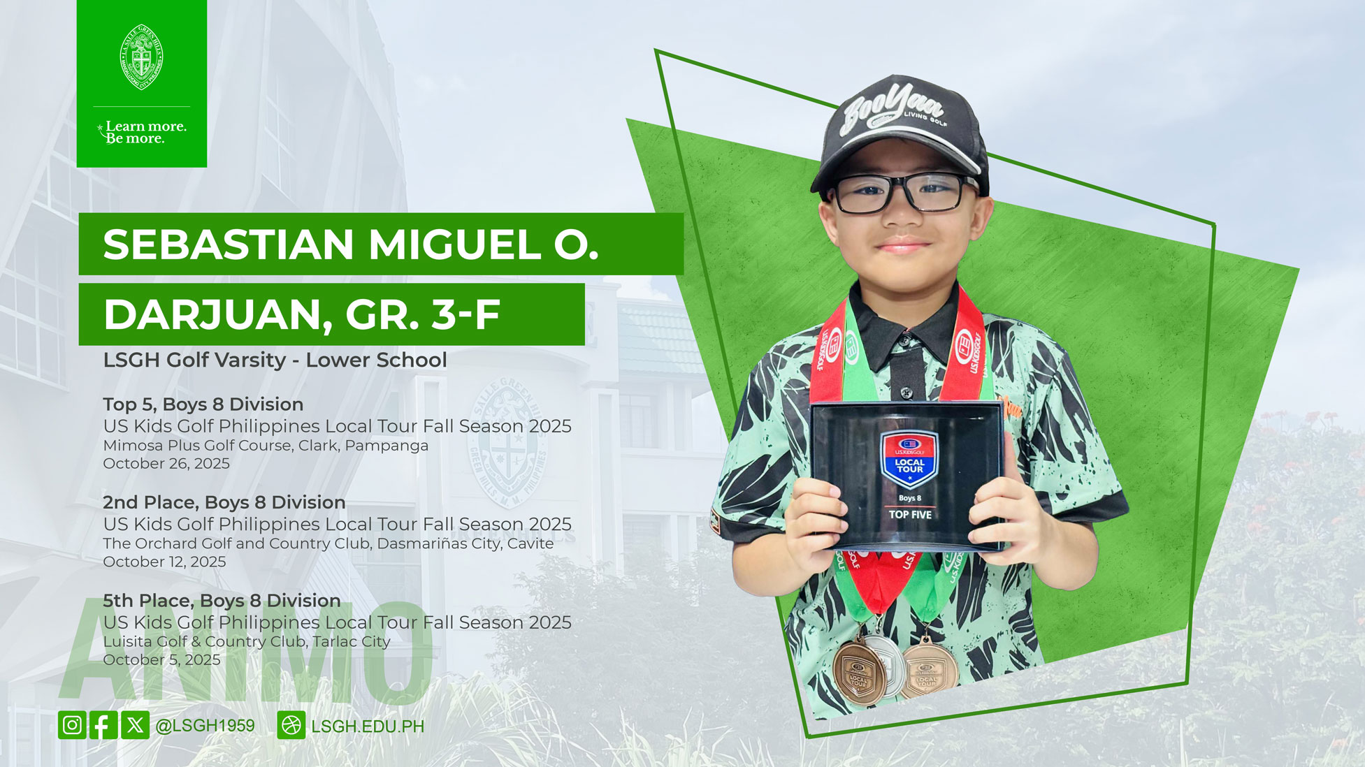 Darjuan shines in various golf tournaments