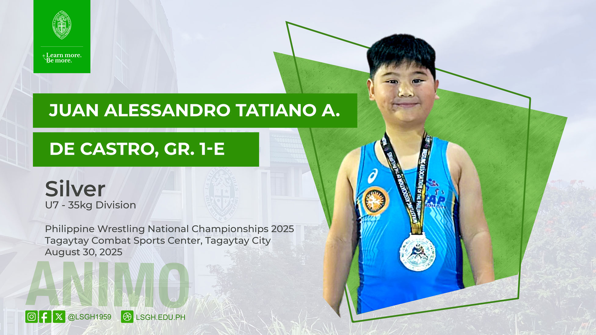 De Castro wins silver at national wrestling championships