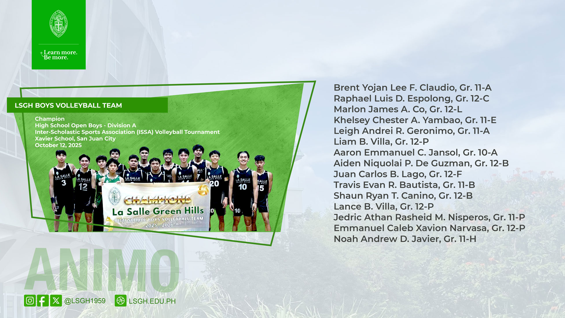 LSGH Boys Volleyball Team bags ISSA championship