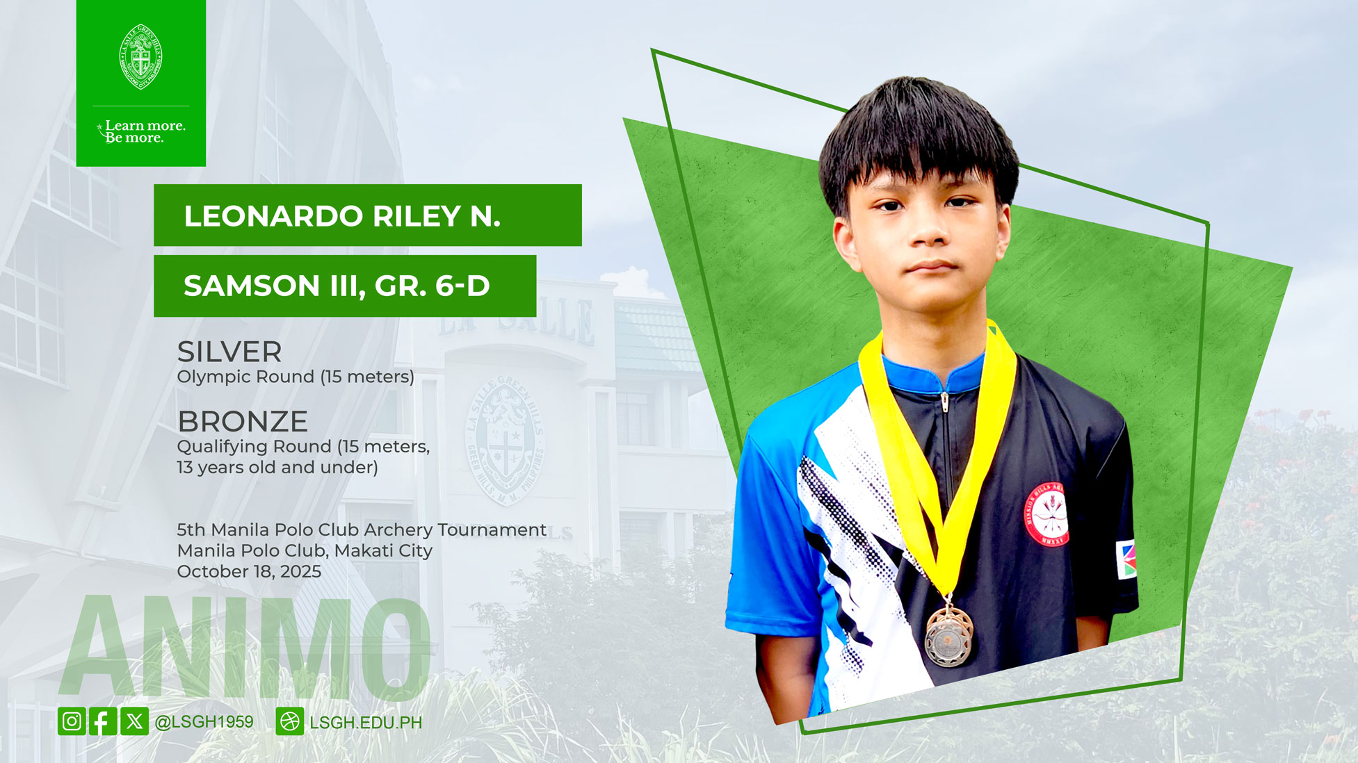 Samson III wins medals at Manila Polo Club Archery Tournament