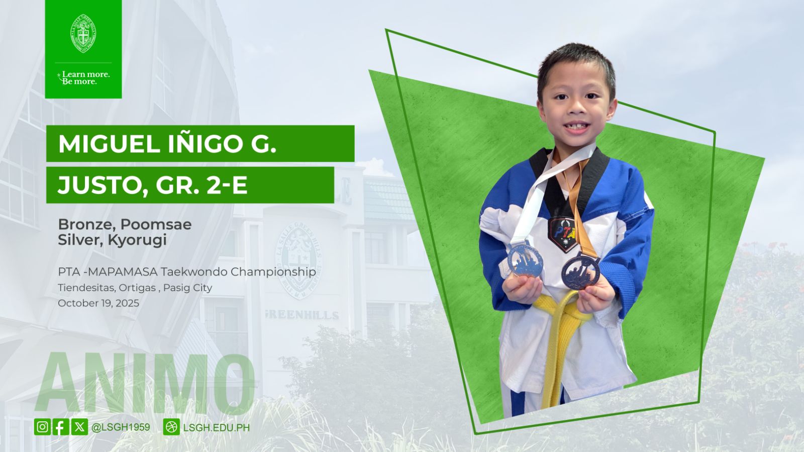 Justo triumphs in taekwondo