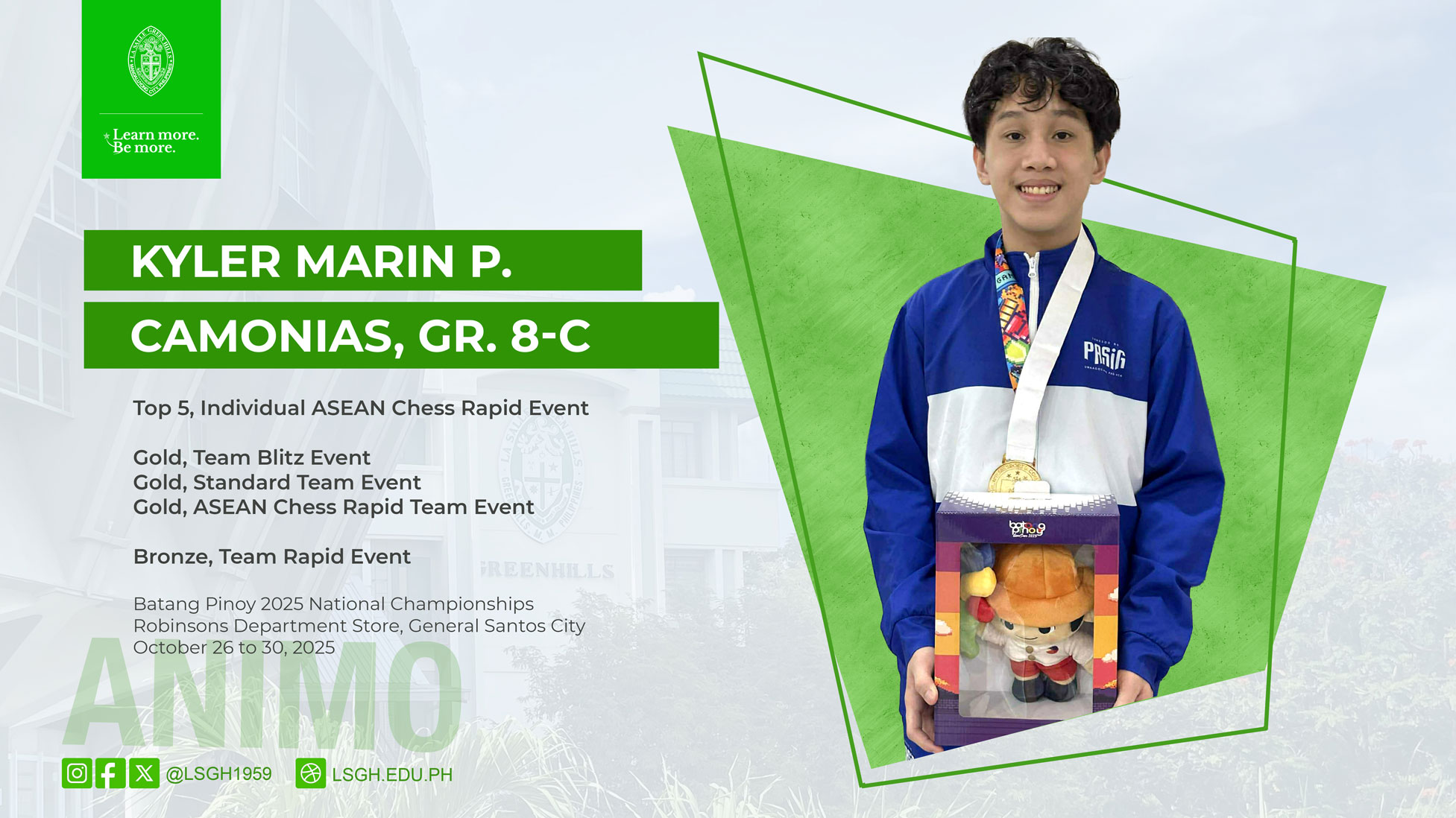 Camonias sweeps three gold medals at Batang Pinoy 2025 Chess