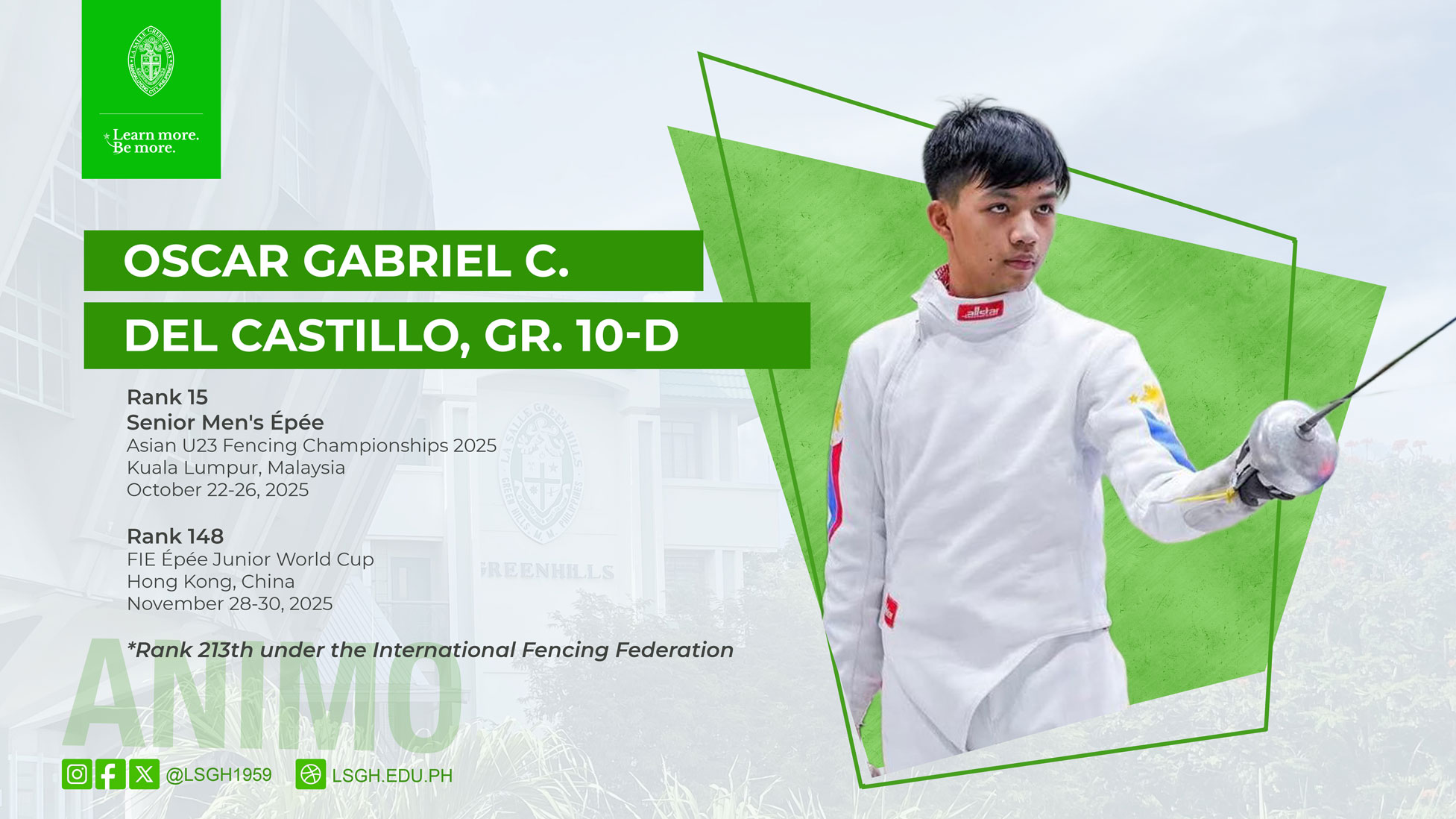 Del Castillo represents PH in two international tournaments