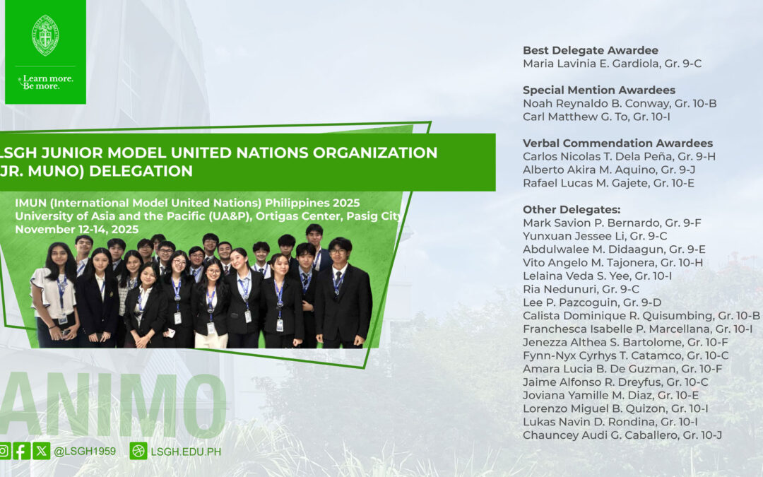 LSGH Junior MUNO delegation bags six major awards at the IMUN Philippines Conference 2025